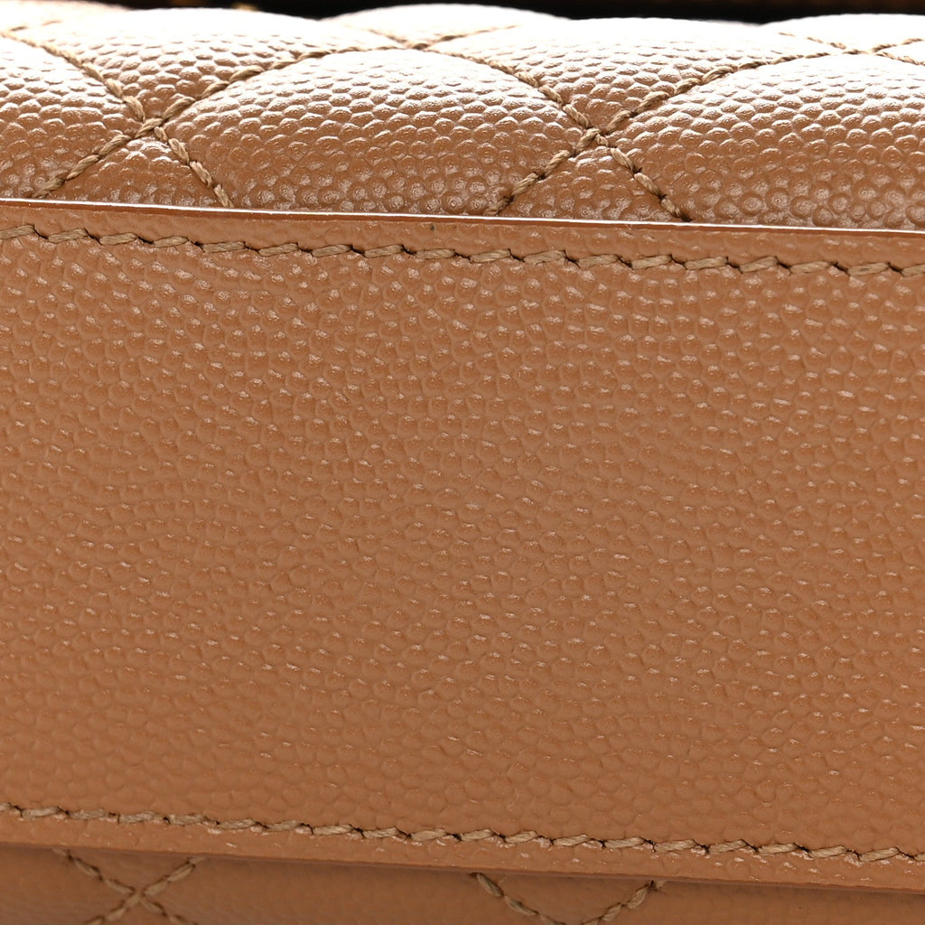 Grain De Poudre Textured Mixed Matelasse Medium Triquilt Monogram Satchel Dark Cork