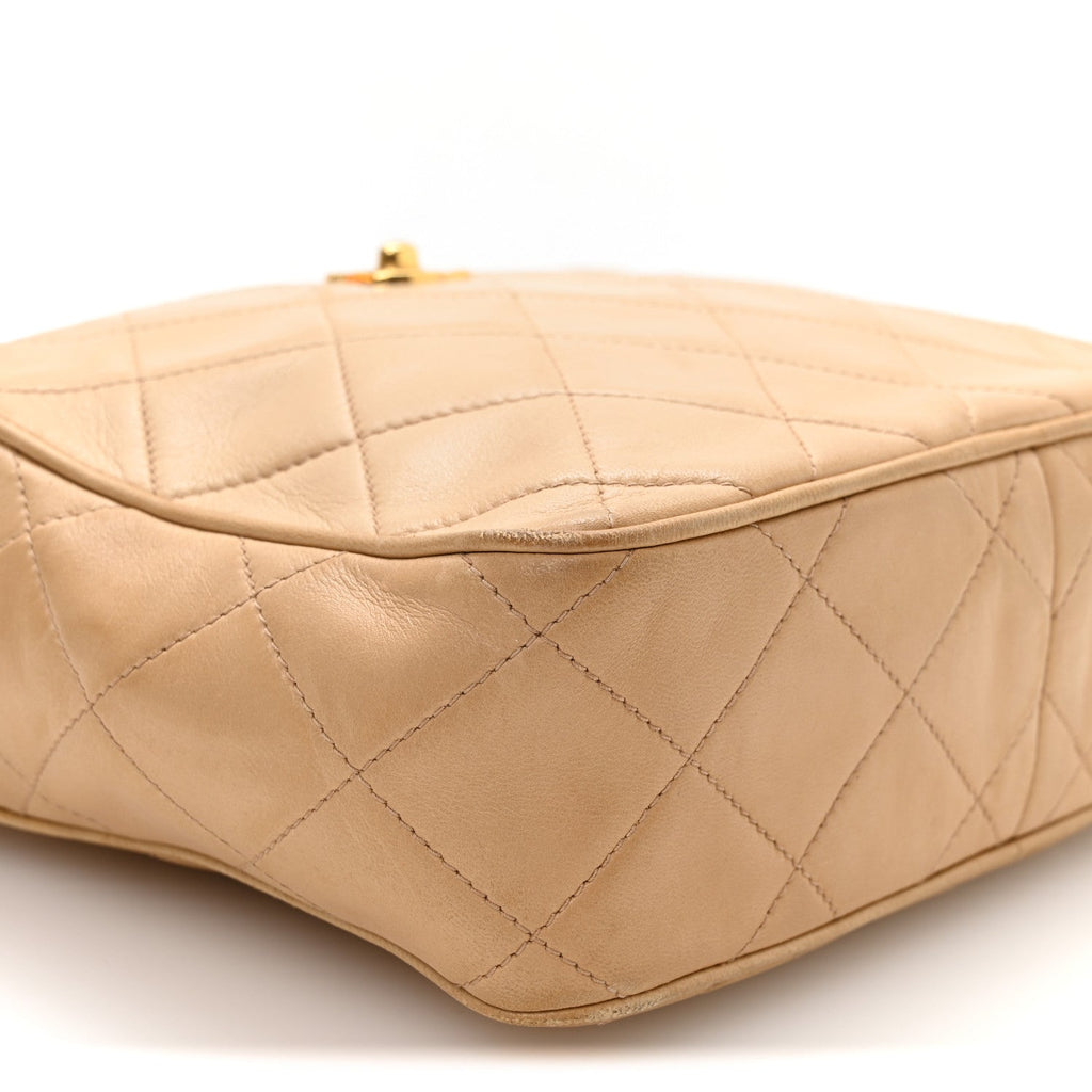 Lambskin Quilted Camera Case Beige