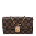 Damier Ebene Croisette Chain Wallet Rose Ballerine