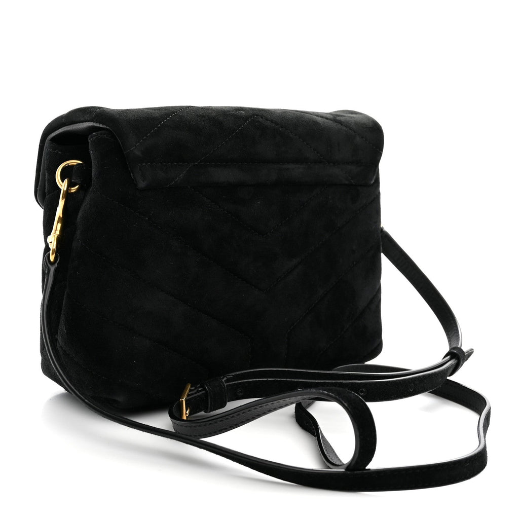 Suede Y Quilted Monogram Toy Loulou Crossbody Bag Black