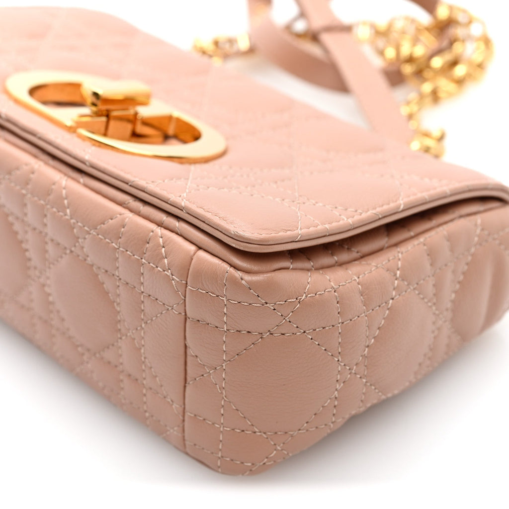 Grained Calfskin Cannage Small Caro Bag Rose De Vents