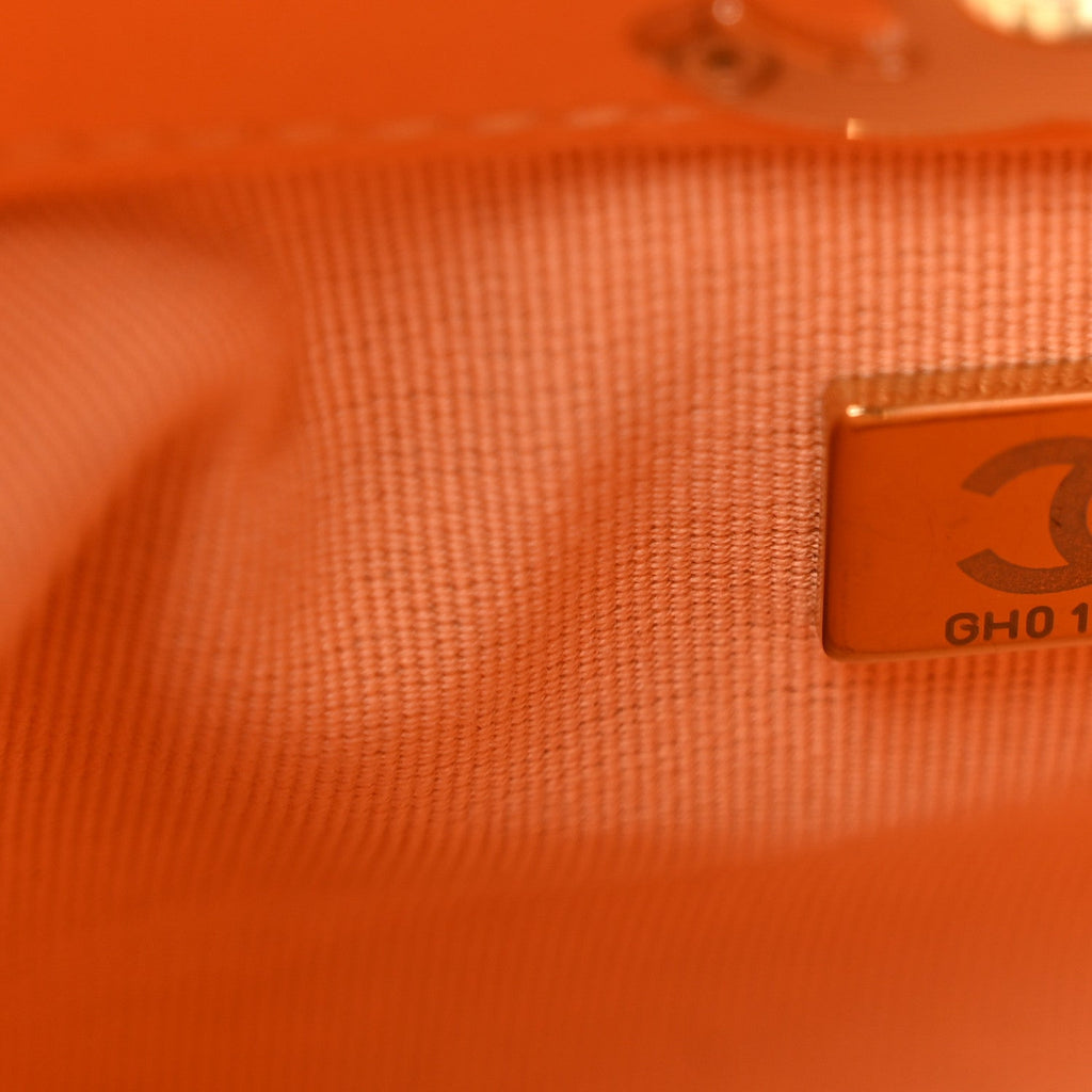 Shiny Crumpled Calfskin Quilted Mini 31 Shopping Bag Orange