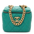 Caviar Quilted Sweetheart Mini Vanity Case Green