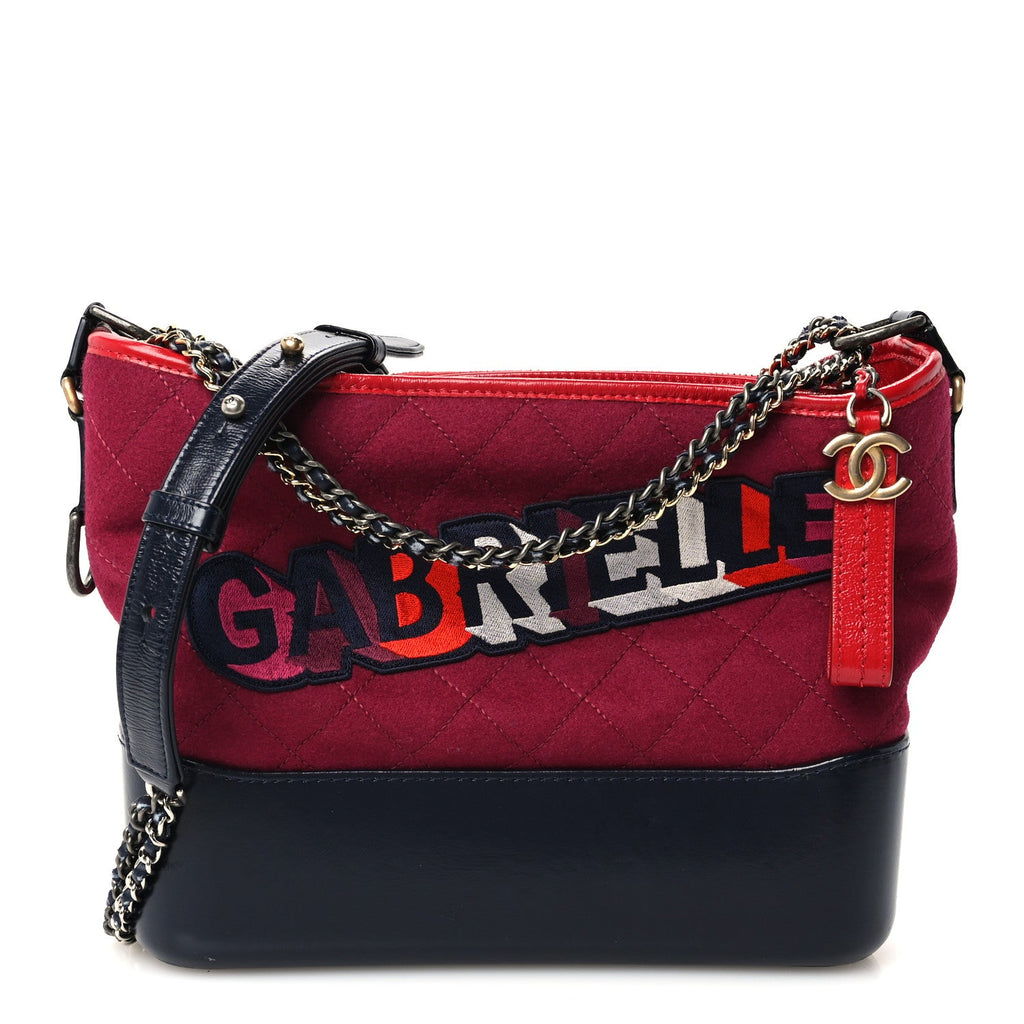 Wool Calfskin Quilted Medium Gabrielle Hobo Red