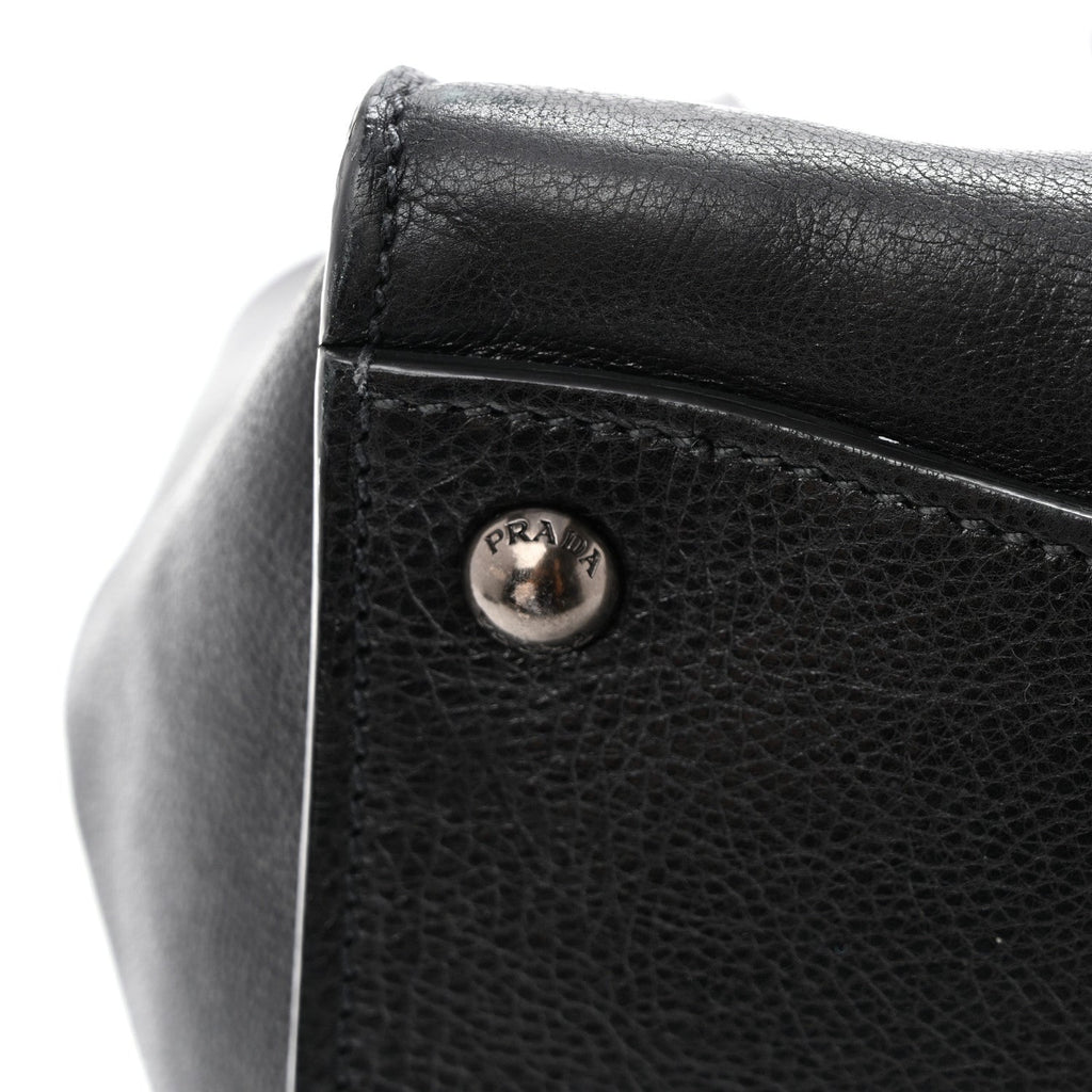 Glace Calf Twin Pocket Tote Black