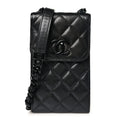 Caviar Quilted My Everything Clutch With Chain Black