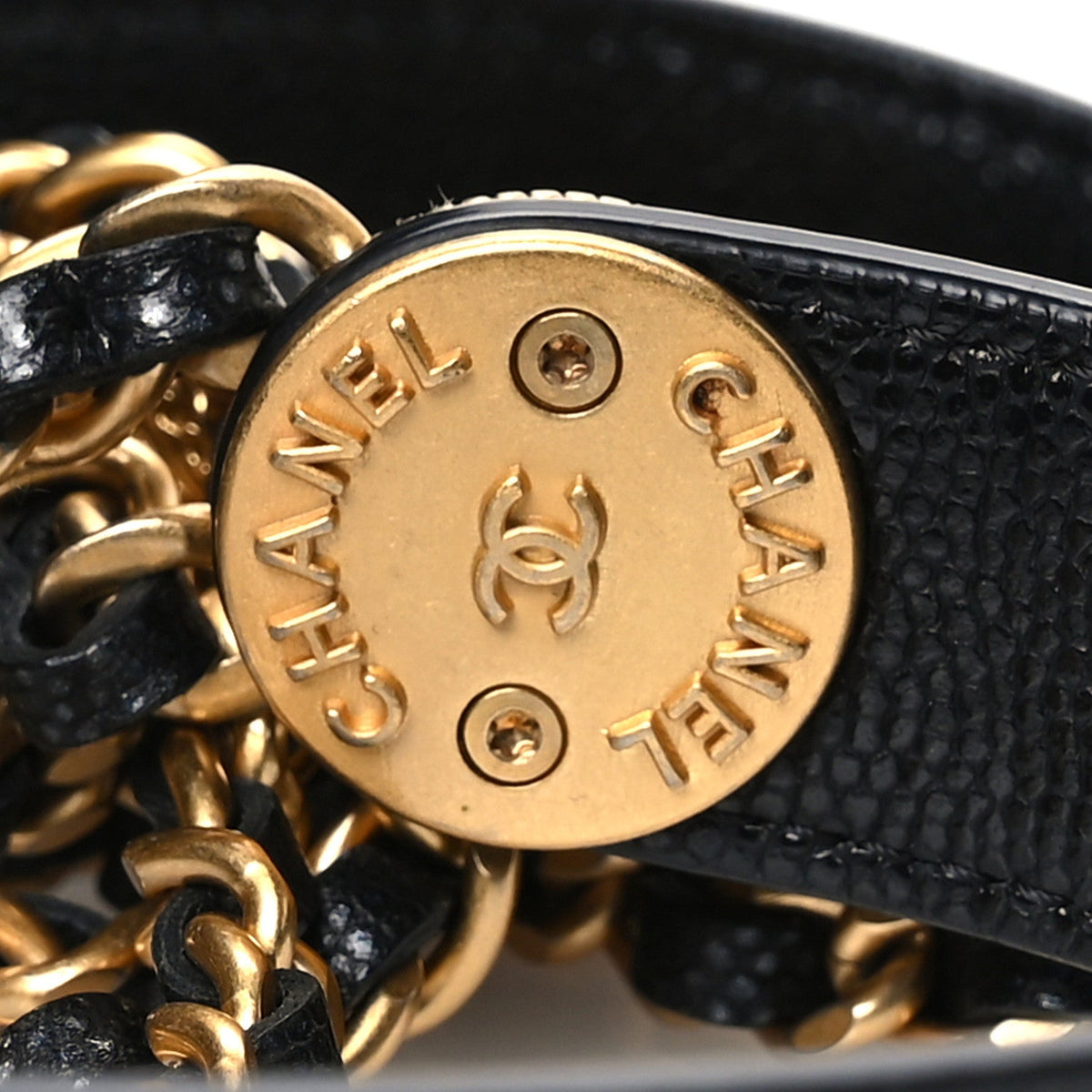 Caviar Quilted Twist Your Buttons Clutch With Chain Black
