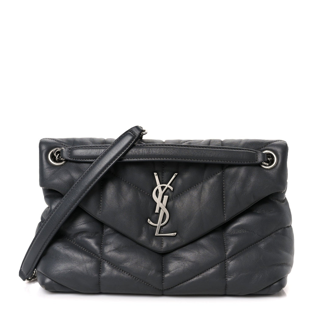 Lambskin Quilted Small Loulou Puffer Monogram Chain Satchel Storm