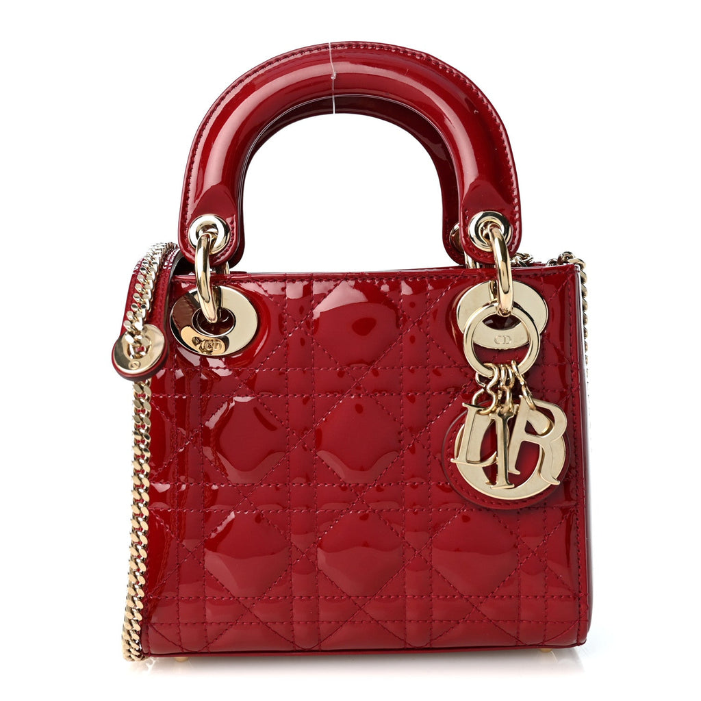 Patent Cannage Mini Lady Dior Red