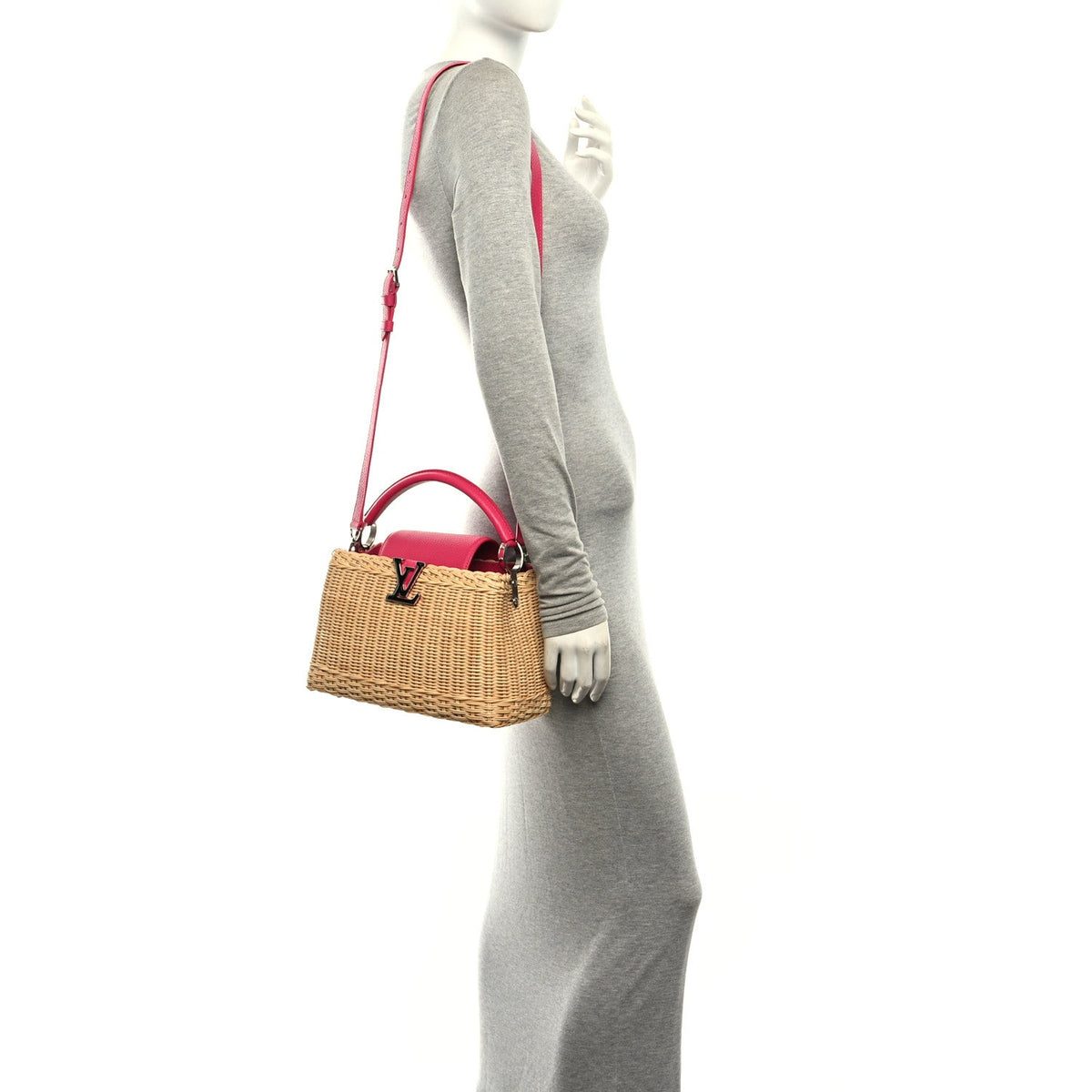 Rattan Calfskin Capucines BB Pink