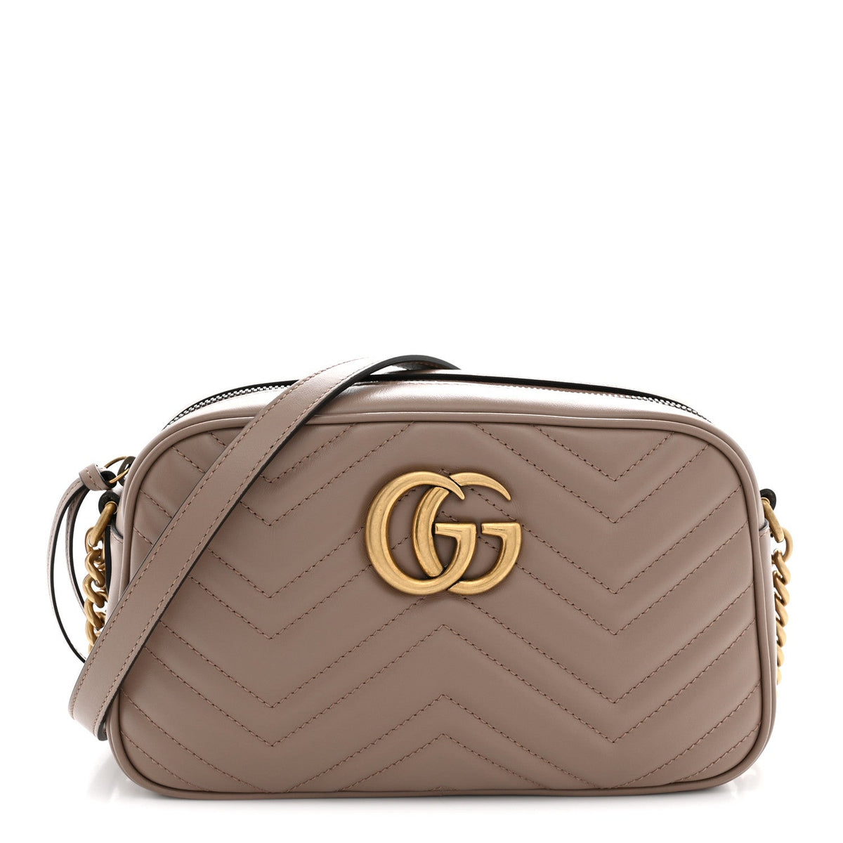 Calfskin Matelasse Small GG Marmont Chain Shoulder Bag Porcelain Rose