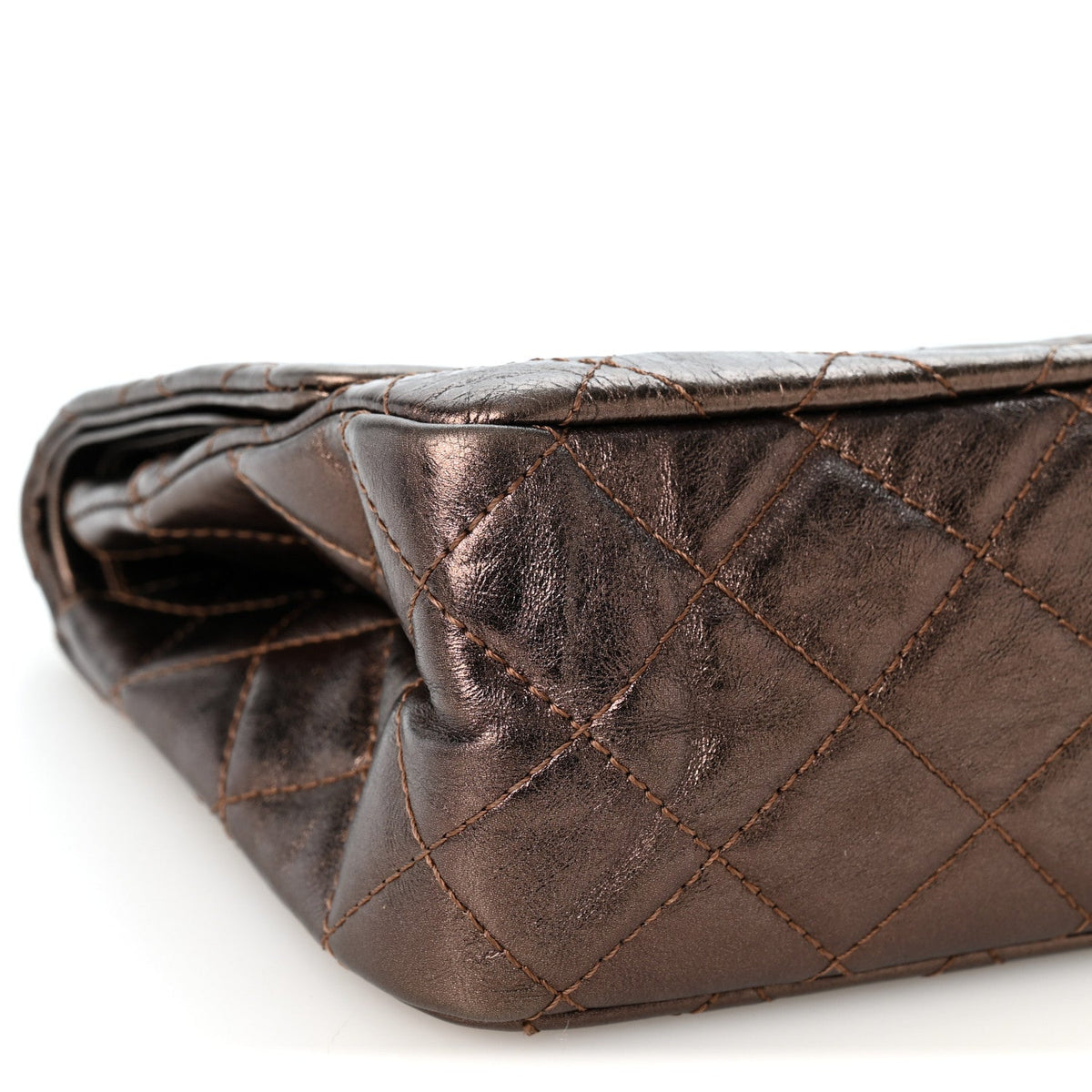 Metallic Aged Calfskin Quilted 2.55 Reissue 227 Flap Dark Brown
