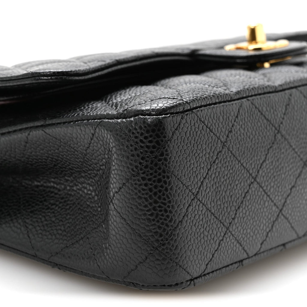 Caviar Quilted Medium Double Flap Black
