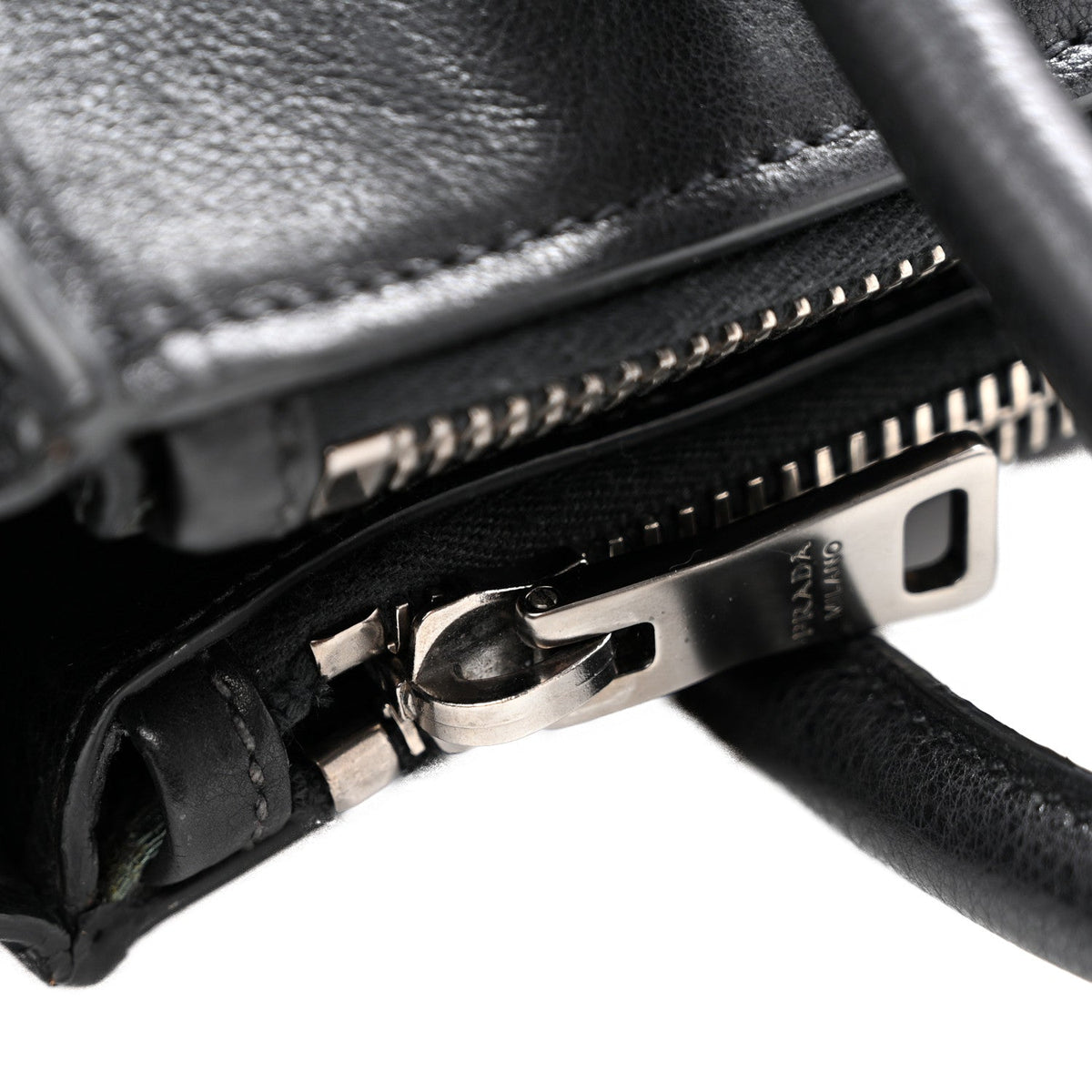 Glace Calf Twin Pocket Tote Black