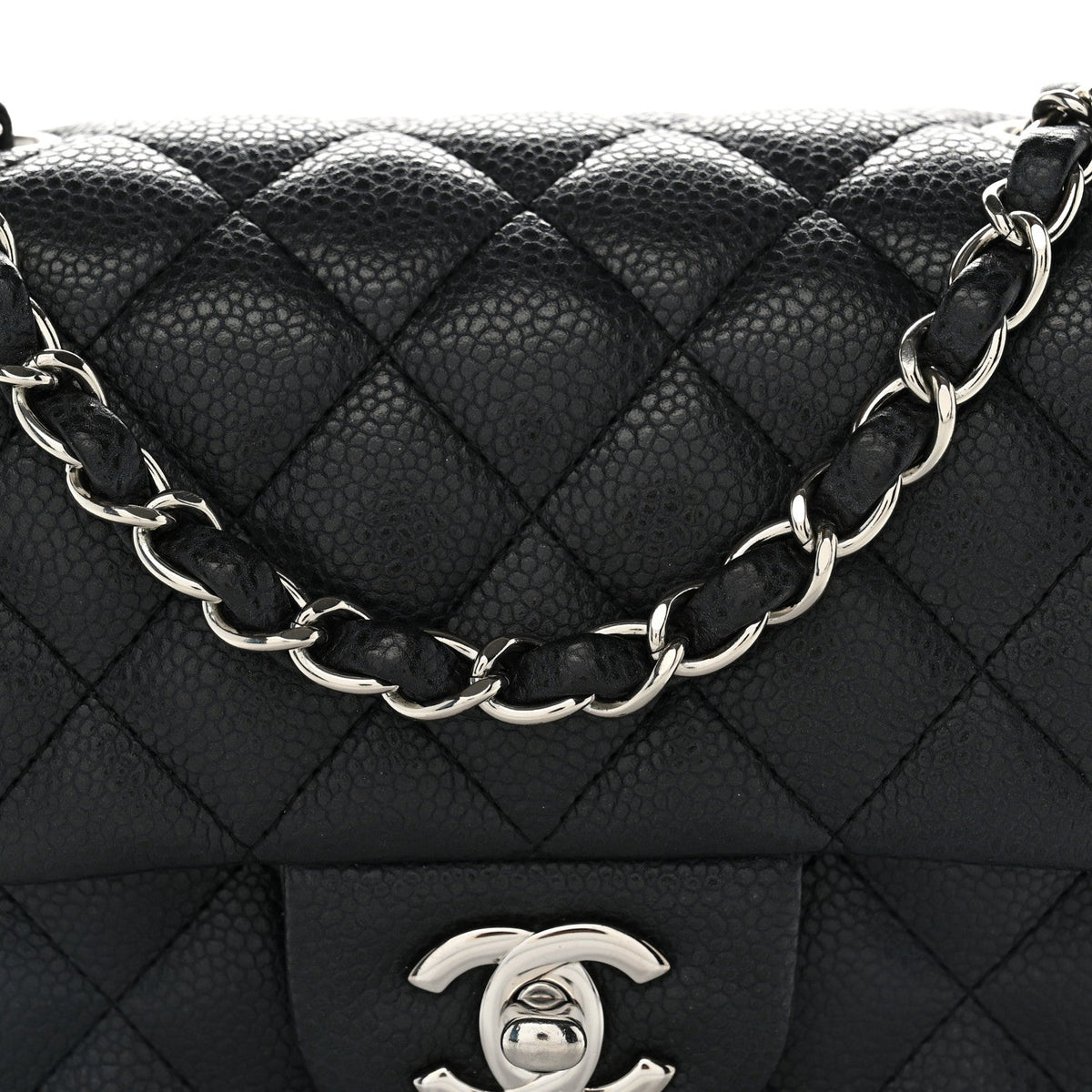 Caviar Quilted Mini Square Flap Black