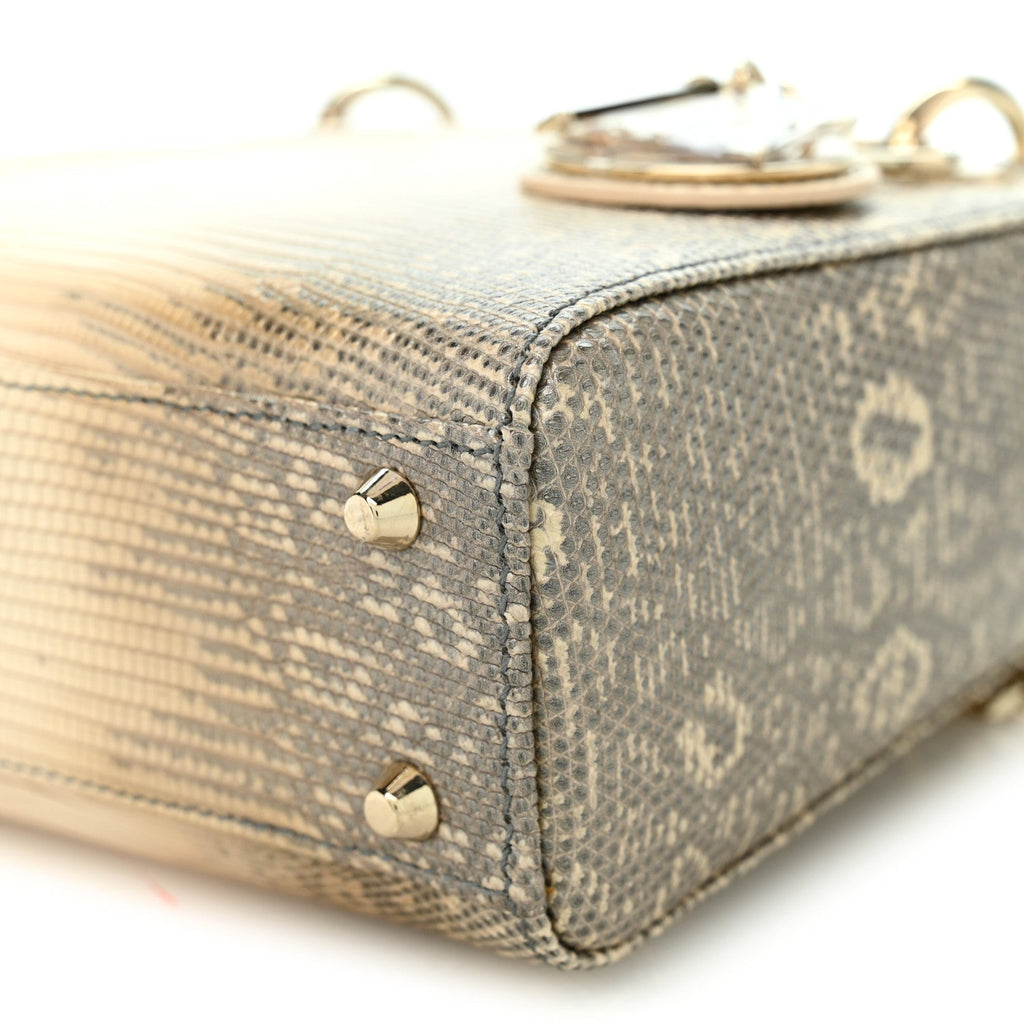 Lizard Ombre Mini Lady Dior Natural