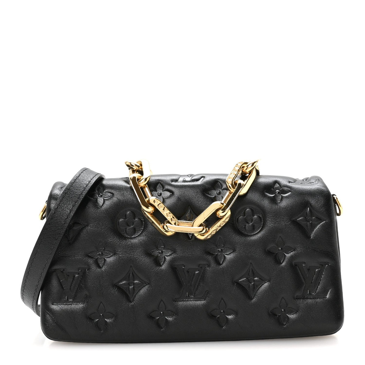 Lambskin Embossed Monogram Pochette Coussin Crossbody Black