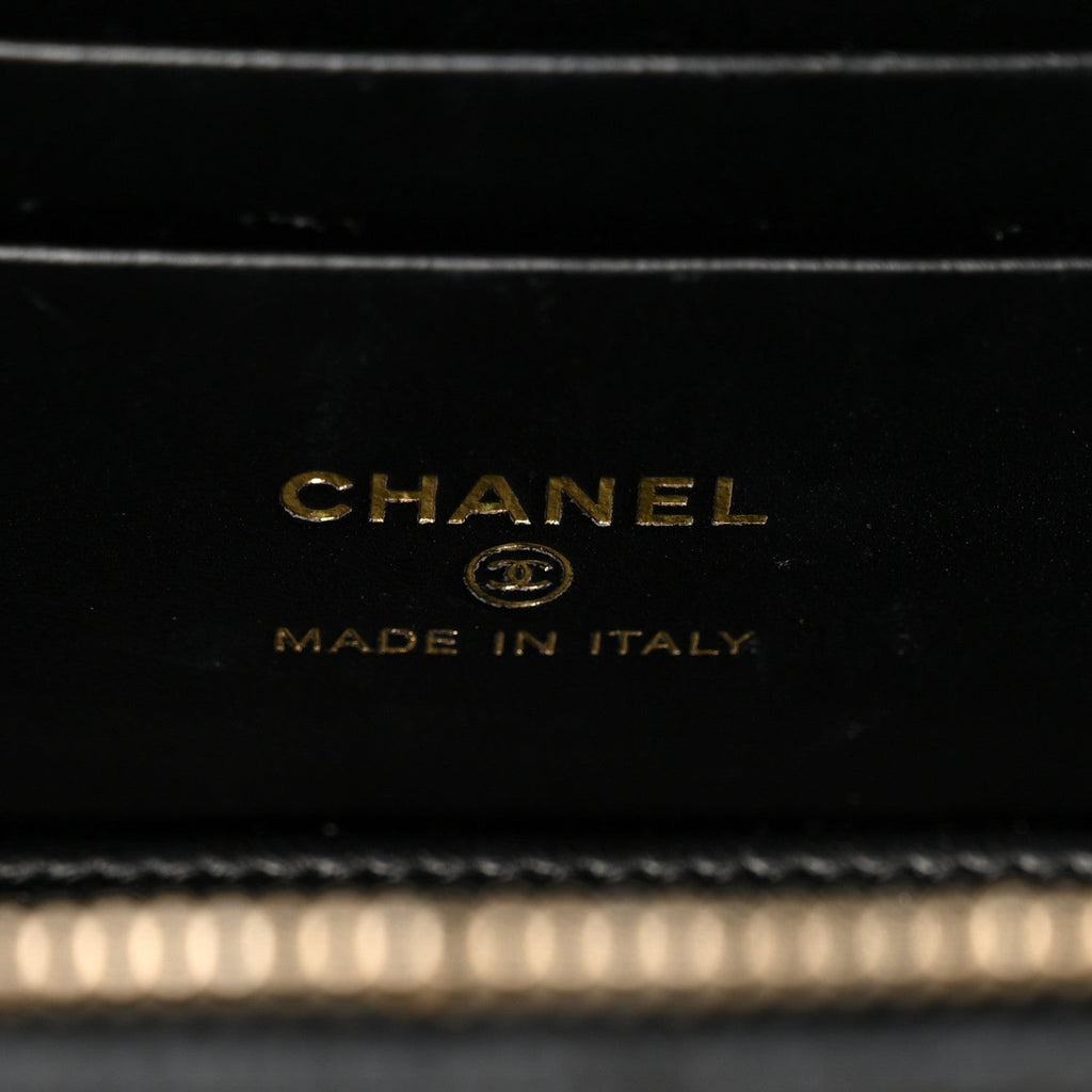 Caviar Quilted Chanel Way Top Handle Vanity Case With Chain Black