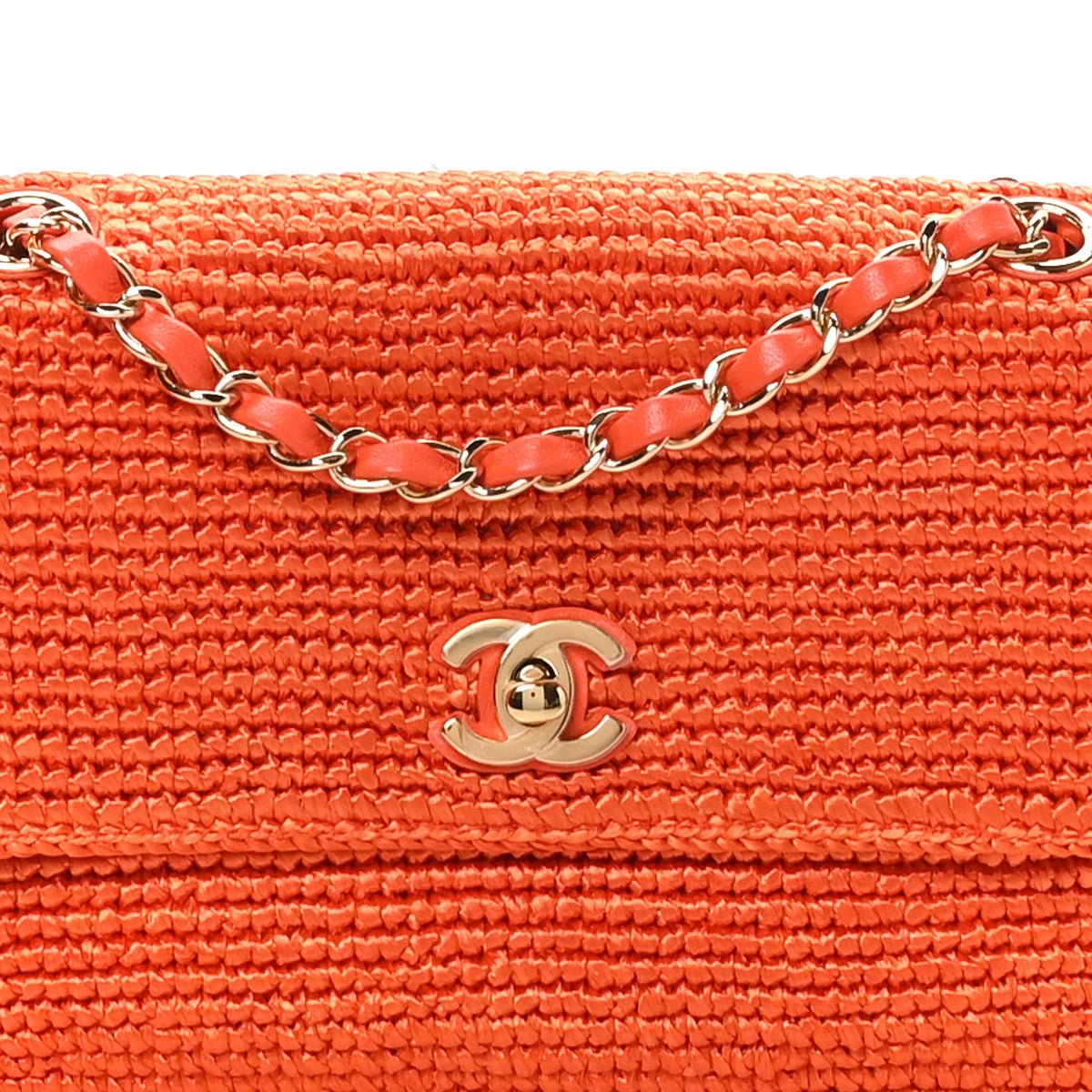 Braided Raffia Small Coco Beach Flap Bag Orange