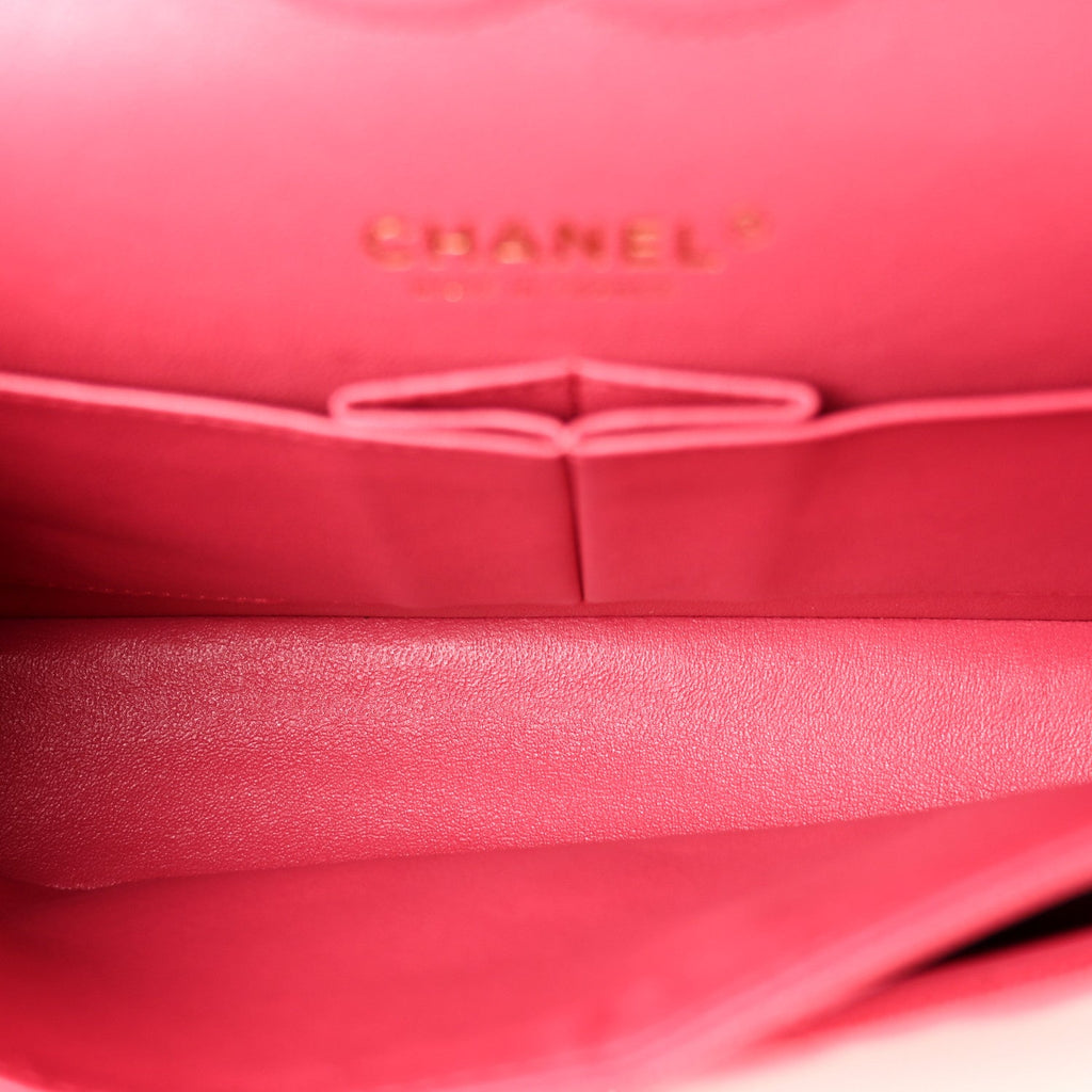 Caviar Quilted Medium Double Flap Dark Pink