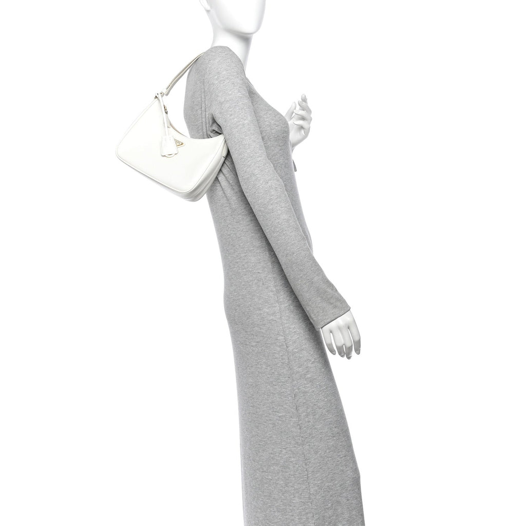 Saffiano Lux Mini Re-Edition Shoulder Bag White