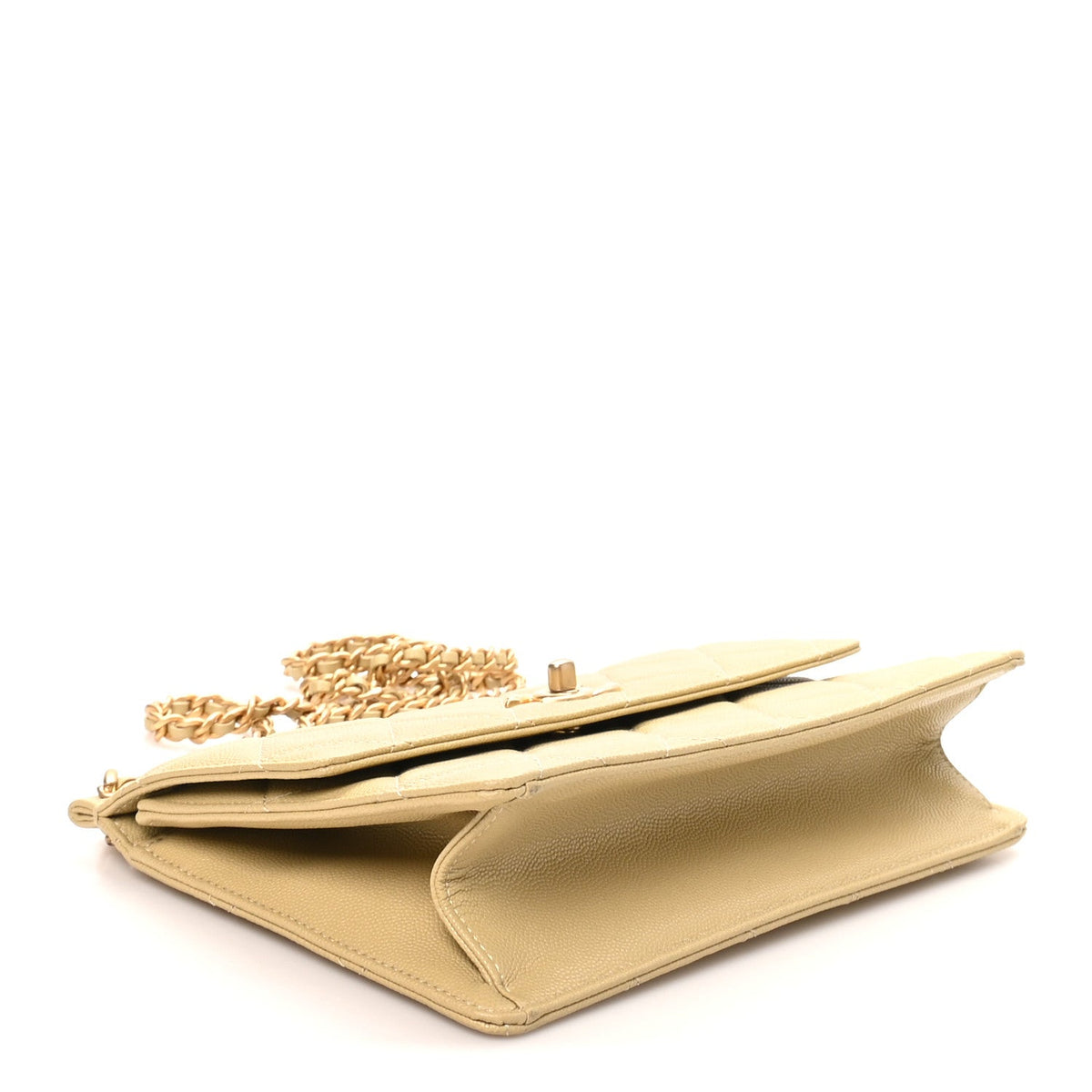 Caviar Quilted Chain Frame Flap  Light Green