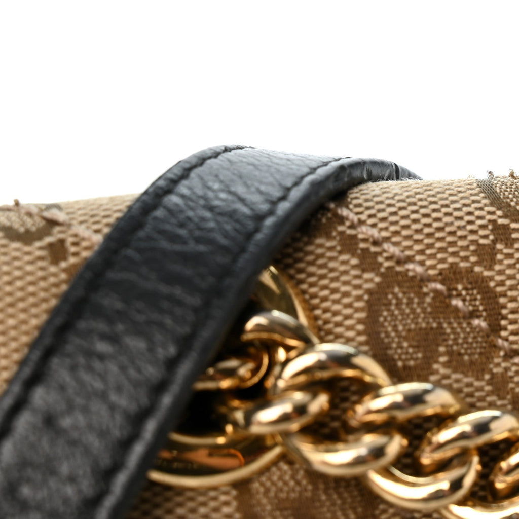 Monogram Matelasse Diagonal Mini GG Marmont Shoulder Bag Beige Black
