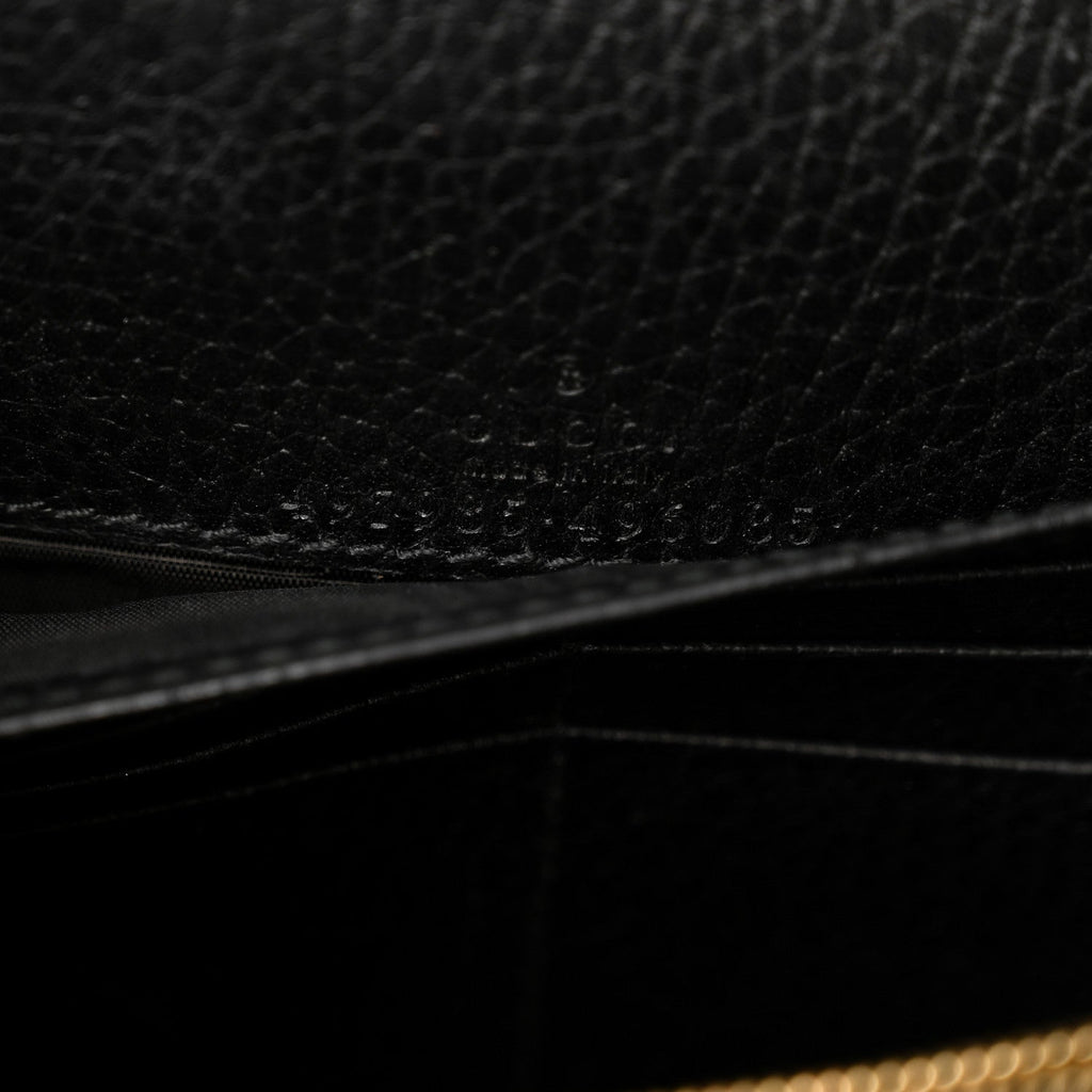 Calfskin Mini GG Marmont Chain Wallet Black