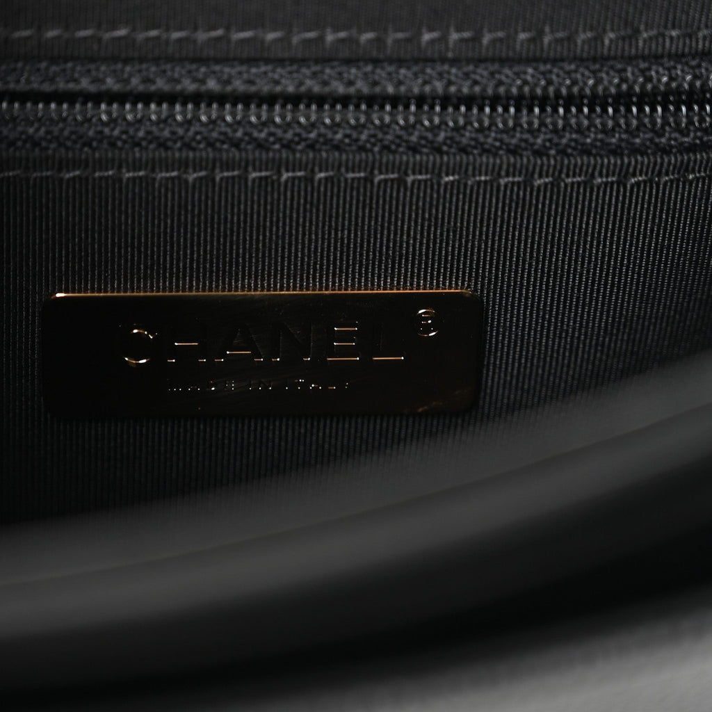 Calfskin Caviar Quilted Mini Chain Handle Flap Black