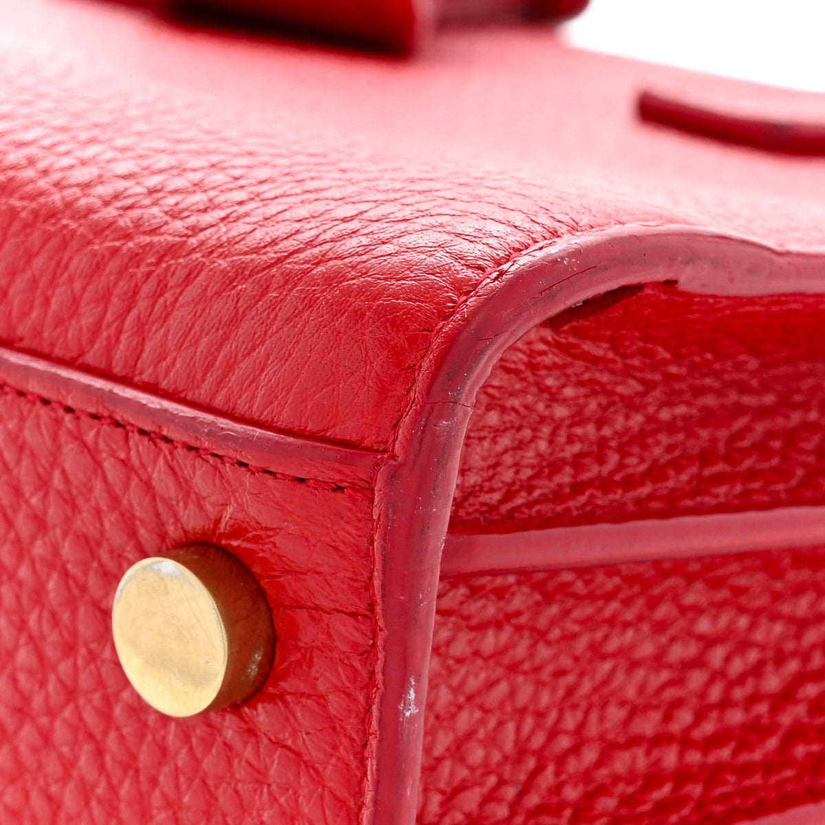 Grained Calfskin Nano Sac De Jour Lipstick Red