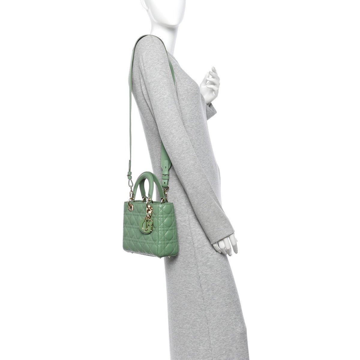 Lambskin Cannage Small My ABCDior Lady Dior Green