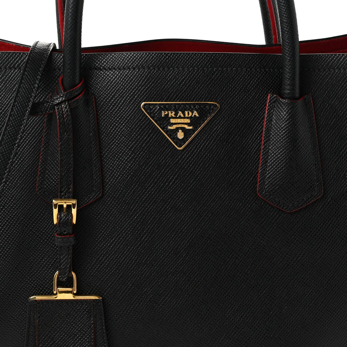 Saffiano Cuir Small Double Bag Black Fuoco