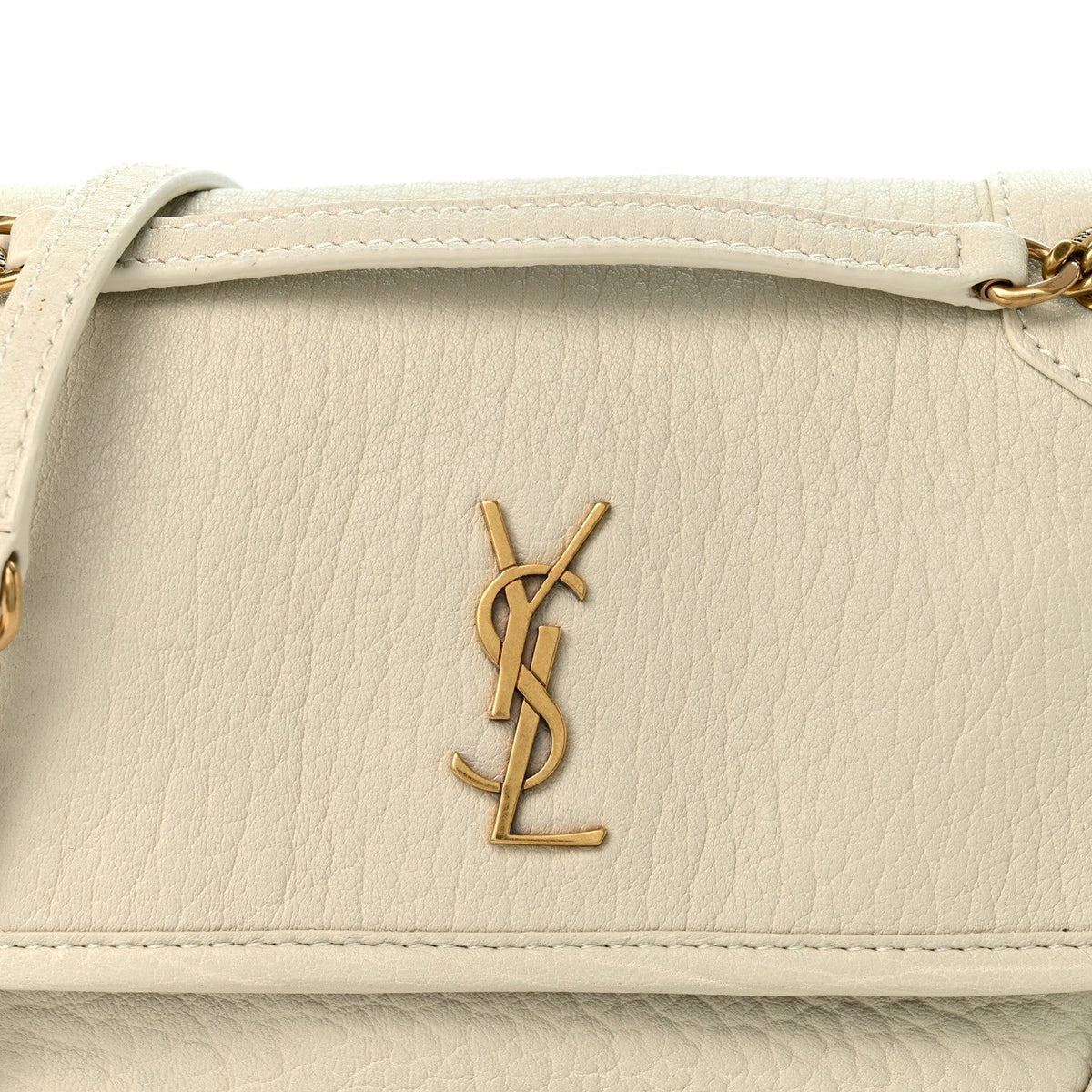 Grained Lambskin Monogram Mini Niki Chain Satchel Crema Soft
