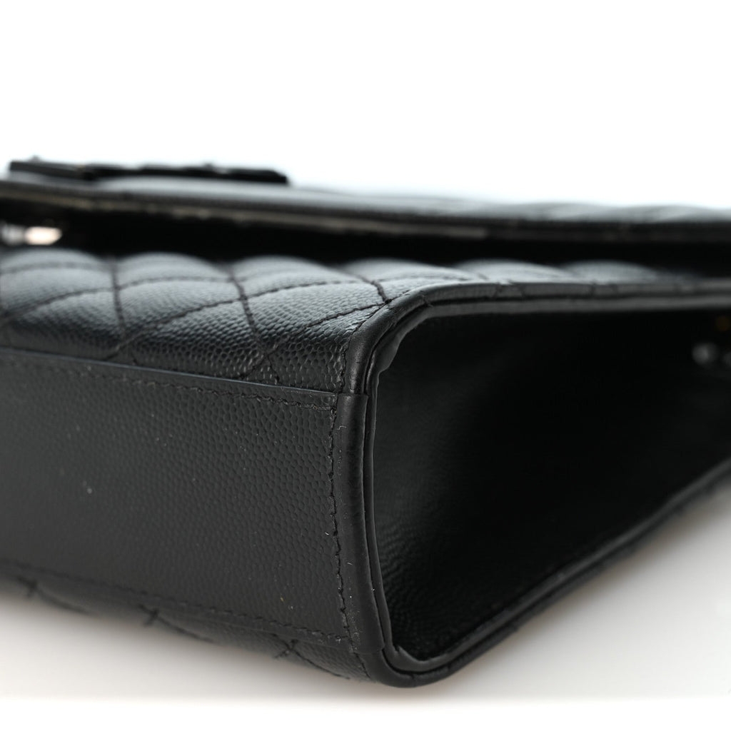 Grain De Poudre Textured Mixed Matelasse Triquilt Medium Monogram Monochrome Satchel Black
