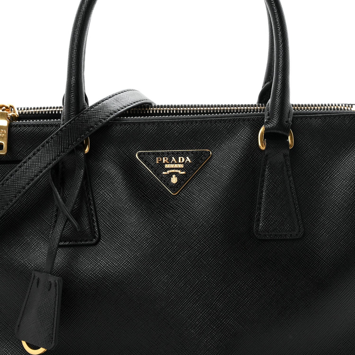 Saffiano Small Galleria Double Zip Tote Black