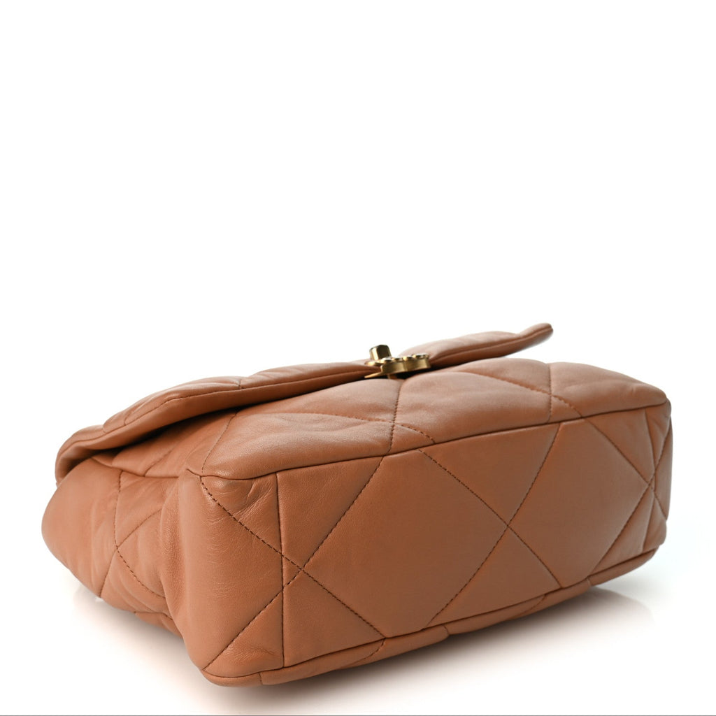 Lambskin Quilted Large Chanel 19 Flap Brown