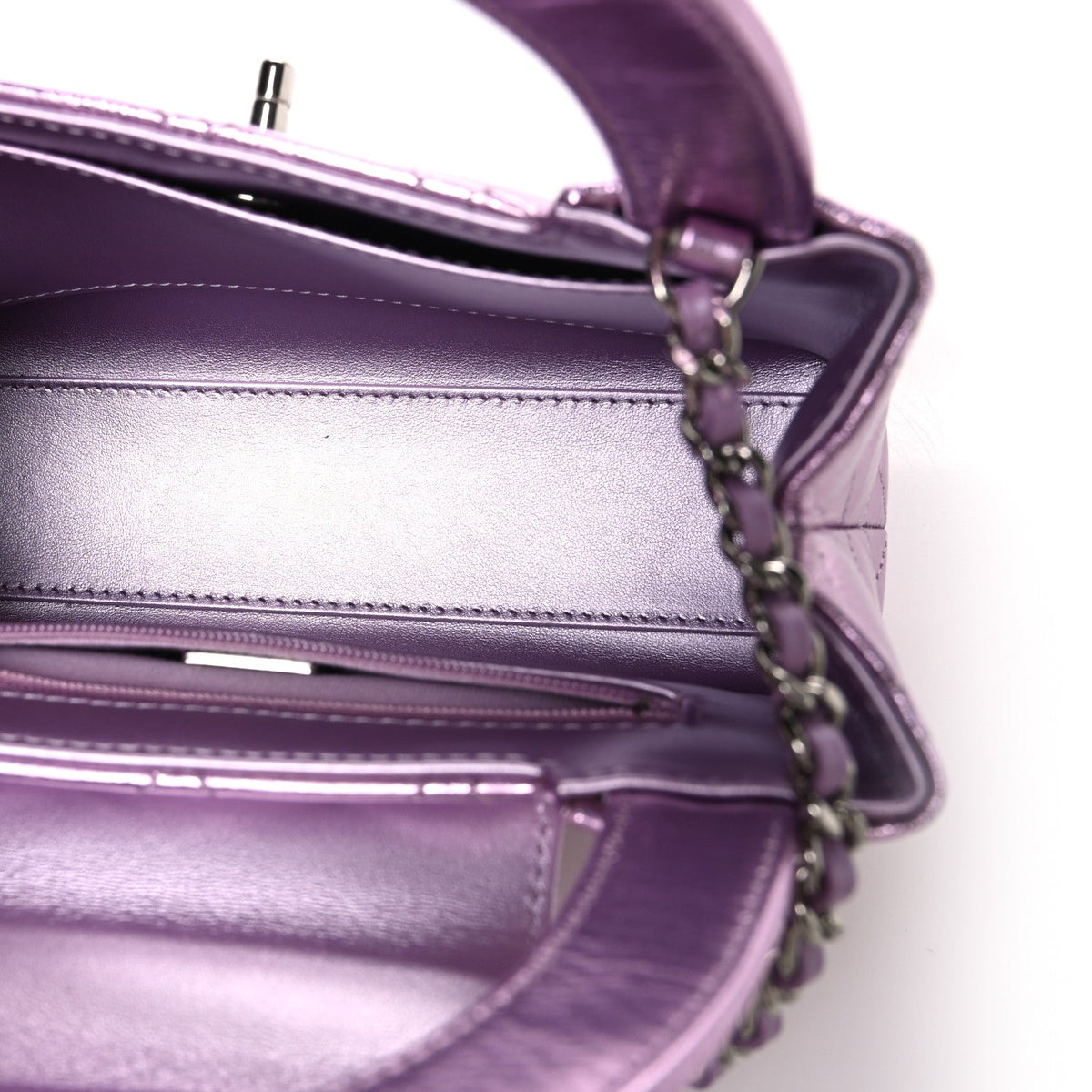 Metallic Aged Calfskin Quilted Nano Kelly Shopper Pink
