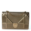 Metallic Patent Micro-Cannage Diorama Wallet on Chain Pouch Gold