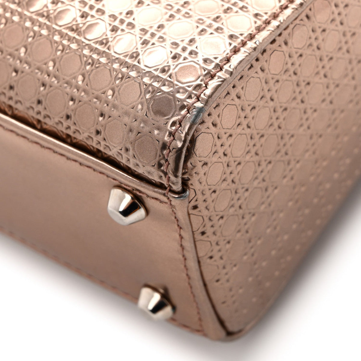 Metallic Patent Micro-Cannage Mini Lady Dior Hyper Pink