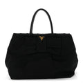 Nylon Tessuto Fiocco Bow Tote Black