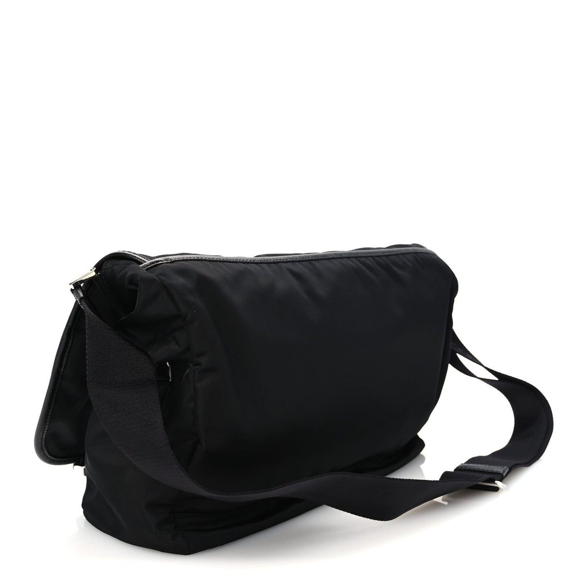 Re-Nylon Saffiano Sea Beyond Messenger Shoulder Bag Black