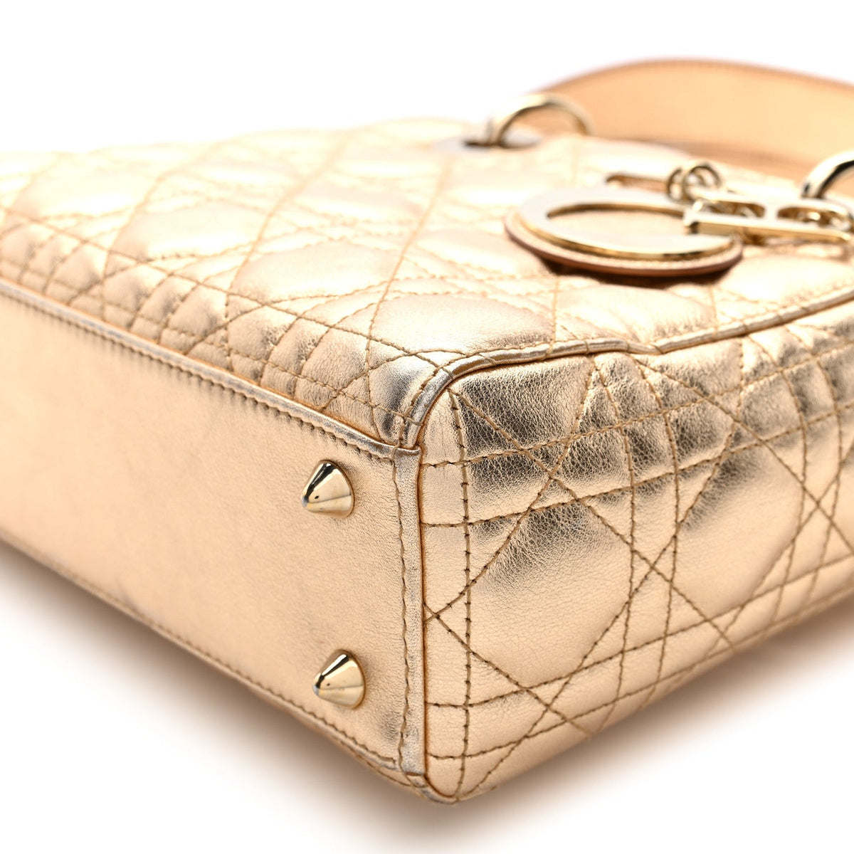 Metallic Lambskin Cannage Small My ABCDior Lady Dior Gold