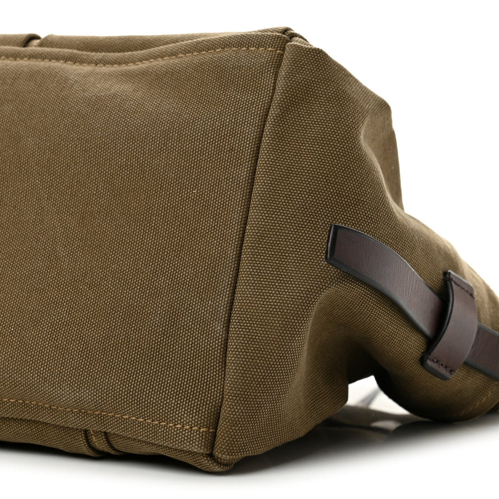 Canvas Calfskin Large Route Shoulder Bag Khaki