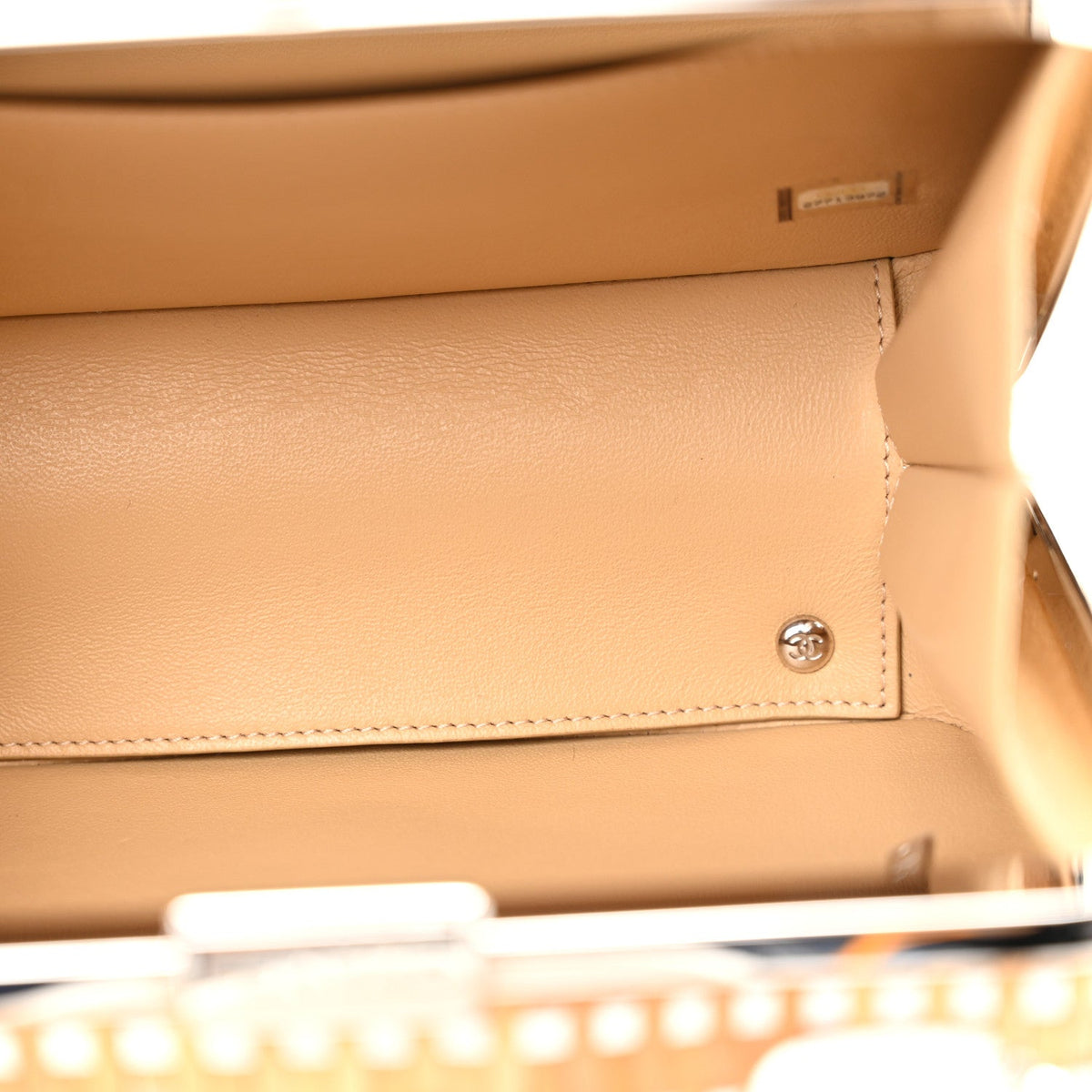 Raffia Calfskin CC Filigree Vanity Case White