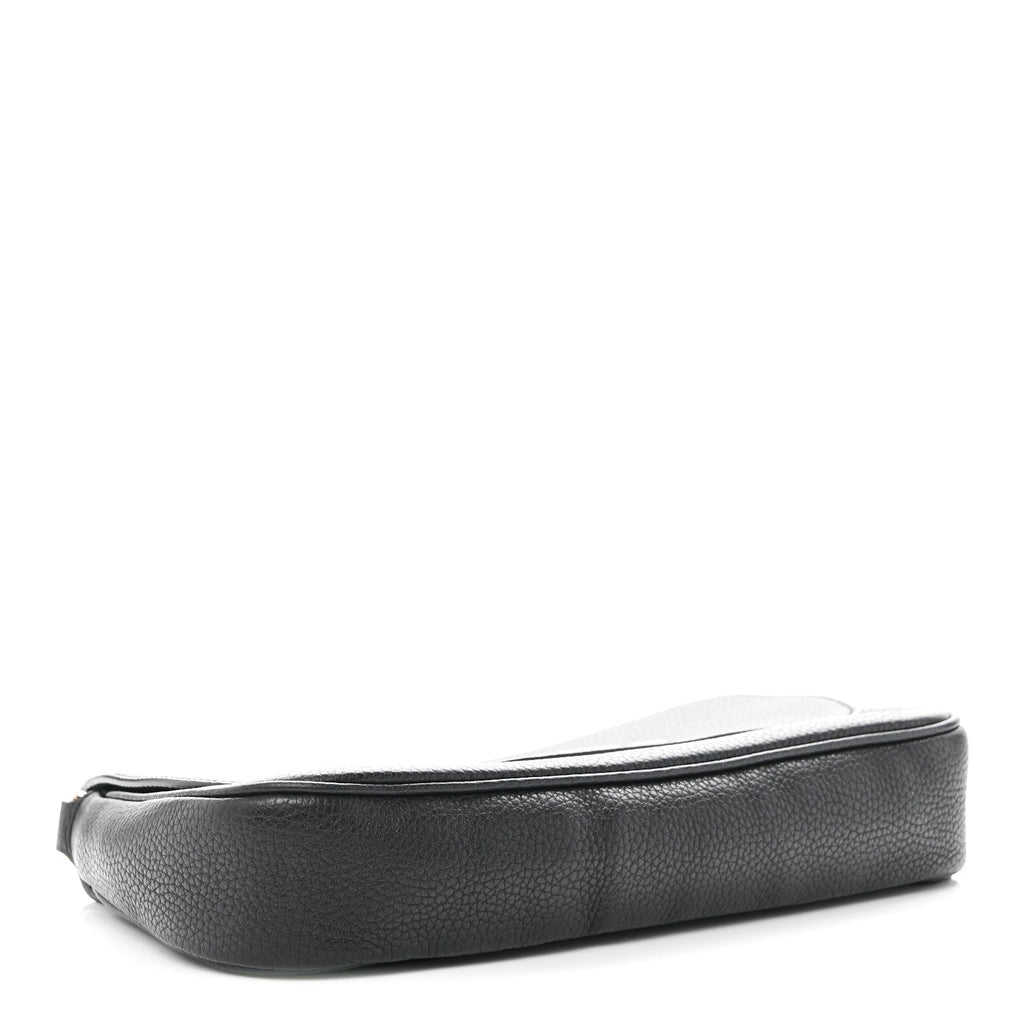 Pebbled Calfskin Medium Soho Flap Crossbody Black
