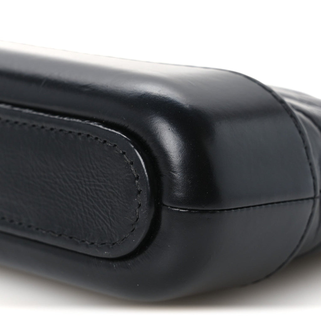 Aged Calfskin Chevron Quilted Small Gabrielle Clutch With Chain Black