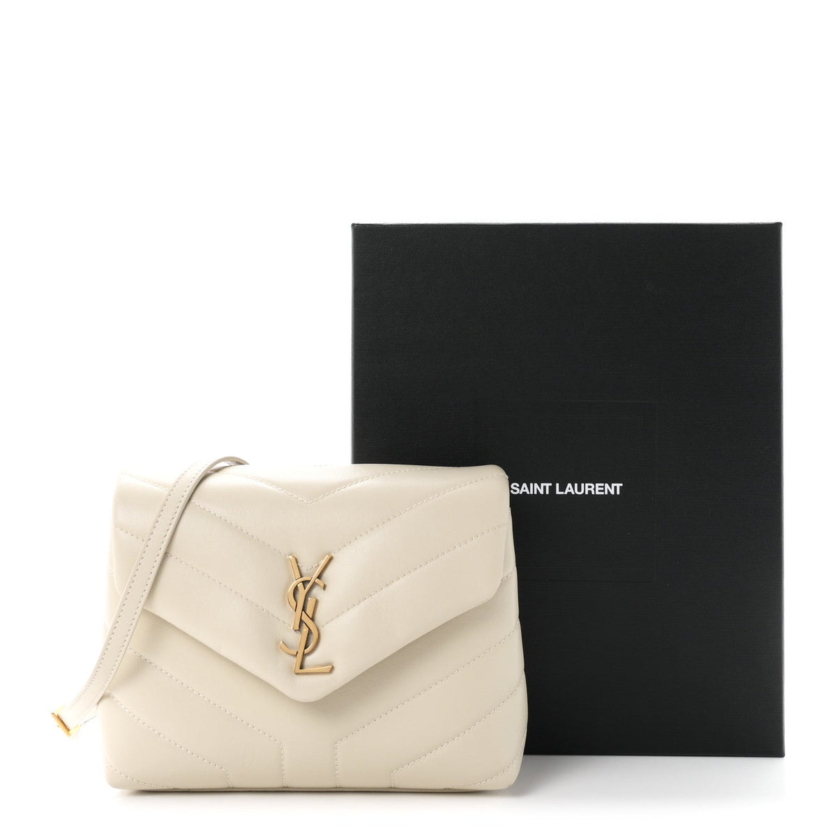 Calfskin Y Quilted Monogram Toy Loulou Crossbody Bag Blanc Vintage