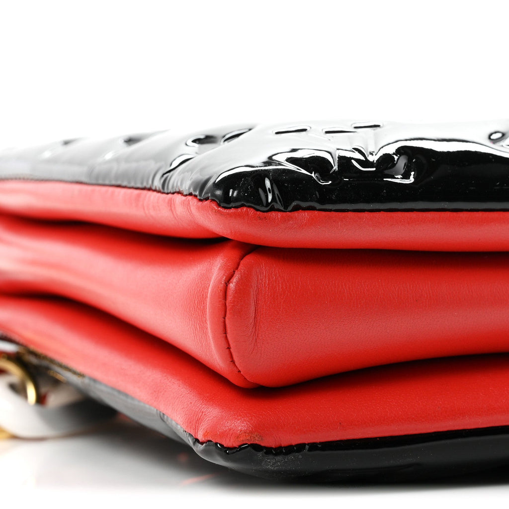 Patent Embossed Monogram Lambskin Coussin MM Black Red