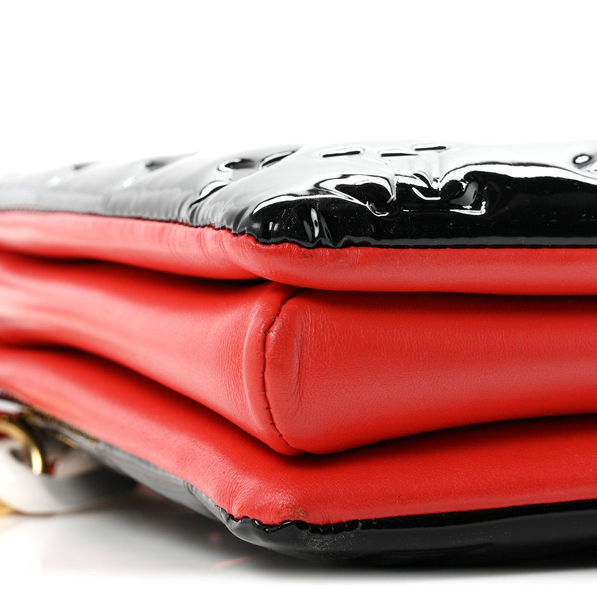 Patent Embossed Monogram Lambskin Coussin MM Black Red