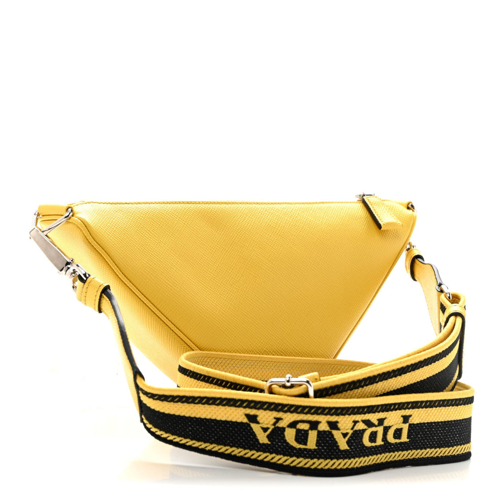 Saffiano Cuir Logo Embossed Triangle Shoulder Bag Sole